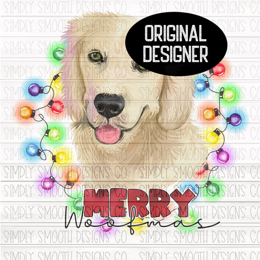 Merry woofmas Christmas golden retriever