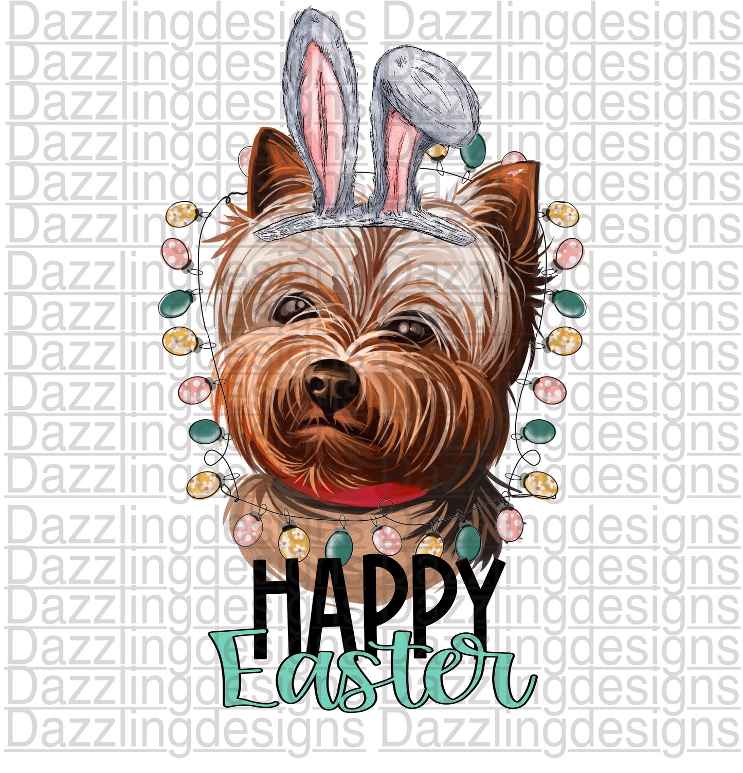 Happy Easter Dog Bunny Ears Yorkie