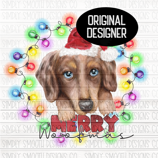 Merry woofmas Christmas dachshund