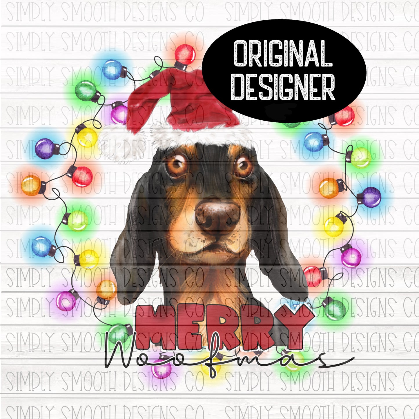 Merry woofmas Christmas dachshund