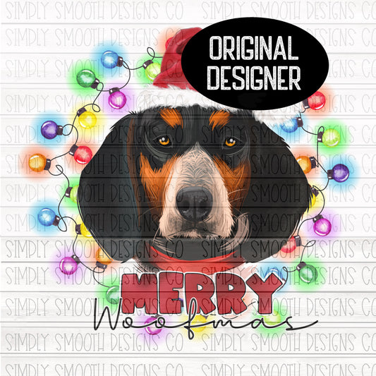 Merry woofmas Christmas BlueTick Hound