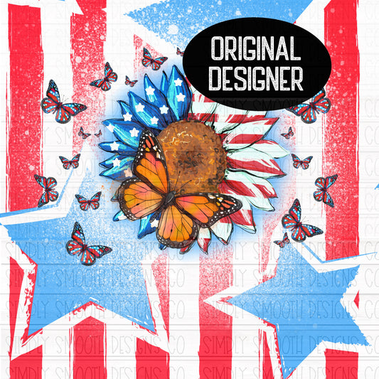 Butterfly patriotic tumbler