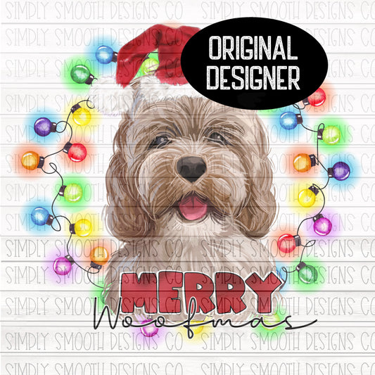 Merry woofmas Christmas Golden doodle