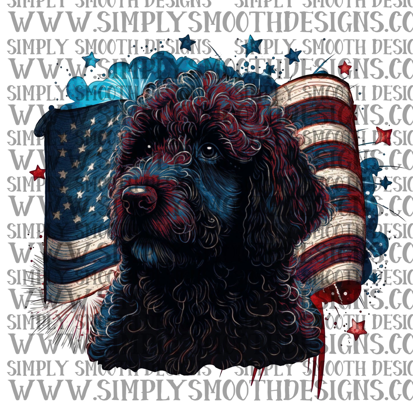 Black Golden doodle 4th of july