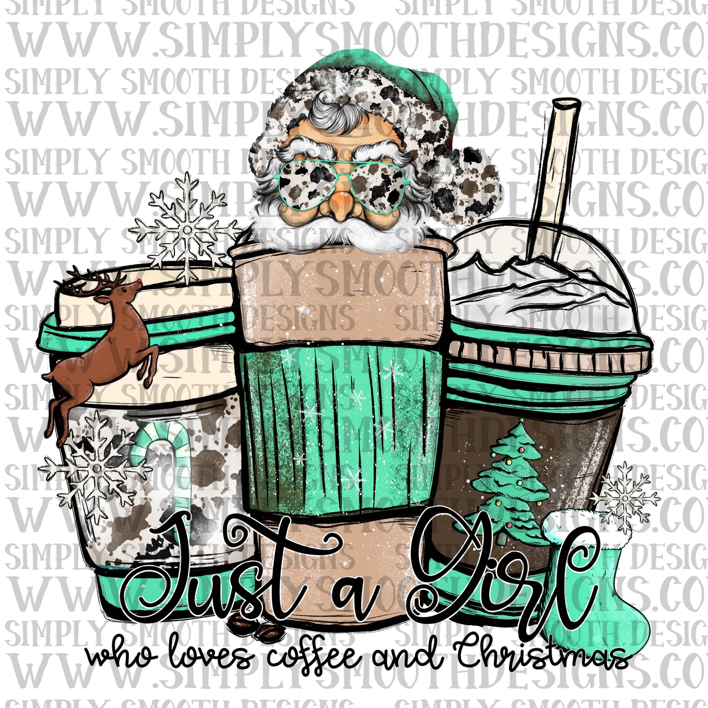 Coffee Christmas cow print