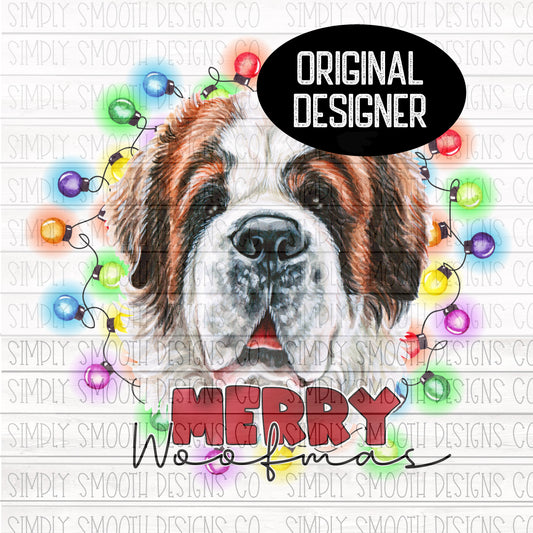 Merry woofmas Christmas st Bernard