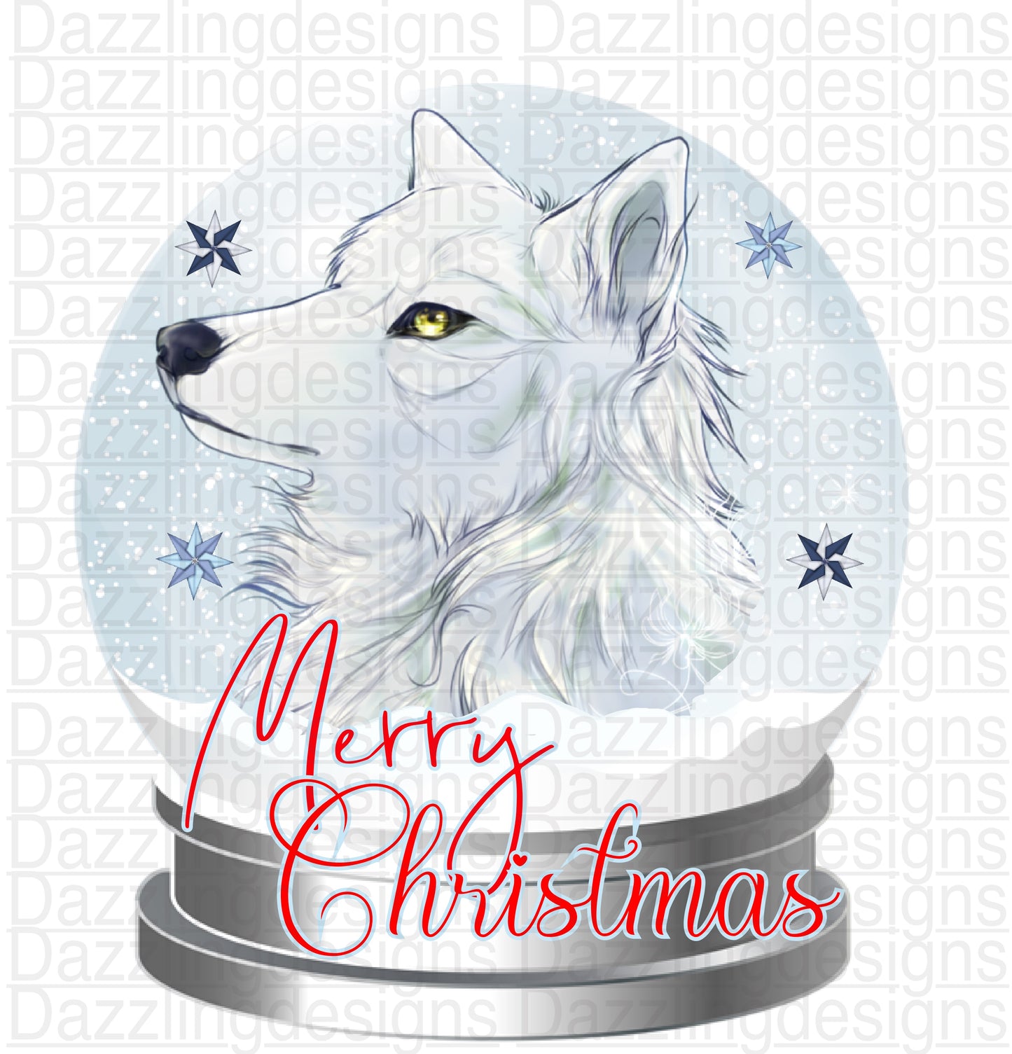 Merry Christmas Wolf Snow Globe